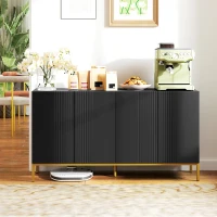 HOMCOM Sideboard Storage Cabinet with Adjustable Shelves, Soft-Close Doors, Kitchen Buffet Cabinet for Dining Room, Black(m-1)