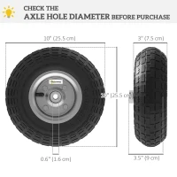 Outsunny Set of 4 Pneumatic Wheels, 10" Wheelbarrow Wheels Replacement for Barn Carts, Hose Carts, Garden Carts, Black(m-3)