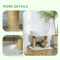 PawHut Cat Tower Condo for Indoor Cats, Small Cat Tree with Jute Scratching Posts, Top Perch, Dangling Balls, White(m-5)