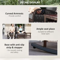 Outsunny Outdoor Wicker Rattan Rocking Chair Set of 2, Patio Rocker with Thick Cushions for Garden Backyard Porch, Grey(m-6)