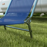 Outsunny Set of 2 Folding Chaise Lounge Chairs, Outdoor Poolside Sun Tanning Chairs w/ Pillow, Reclining Backrest, Dark Blue(m-7)