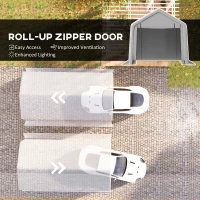 Outsunny Heavy Duty Carport, 10 x 17 ft Portable Garage with Roll-up Zipper Door for Motorcycle Garden Storage, Grey(m-5)