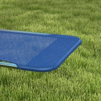 Outsunny Set of 2 Folding Chaise Lounge Chairs, Outdoor Poolside Sun Tanning Chairs w/ Pillow, Reclining Backrest, Dark Blue(m-10)