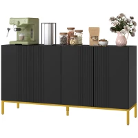 HOMCOM Sideboard Storage Cabinet with Adjustable Shelves, Soft-Close Doors, Kitchen Buffet Cabinet for Dining Room, Black(m-2)