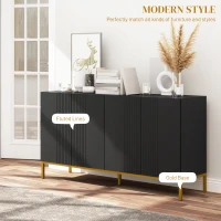 HOMCOM Sideboard Storage Cabinet with Adjustable Shelves, Soft-Close Doors, Kitchen Buffet Cabinet for Dining Room, Black(m-4)