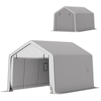 Outsunny Heavy Duty Carport, 10 x 17 ft Portable Garage with Roll-up Zipper Door for Motorcycle Garden Storage, Grey(m-2)