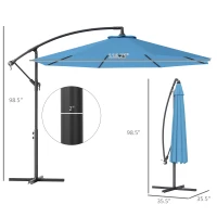 Outsunny 10' Cantilever Tilt Offset Patio Umbrella w/ UV & Water Safe Material & Cross Base (Weight Not Included), Blue(m-3)
