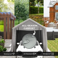 Outsunny Heavy Duty Carport, 10 x 17 ft Portable Garage with Roll-up Zipper Door for Motorcycle Garden Storage, Grey(m-4)