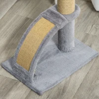 PawHut 17" Small Cat Tree with Jute Scratching Post, Curved Scratching Board, Dangling Ball with Bell, Grey(m-10)