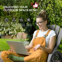 Outsunny Patio Wooden Rocking Chair, Wagon Outdoor Rocker Chair with Slatted Design and Wheel Armrests for Garden, Grey(m-5)