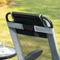 Outsunny Set of 4 Camping Chairs, Outdoor Folding Lounge Chair Set with 5 Level Adjustable Backrest, Removable Headrest, Armrest for Camping, Backyard, Grey(m-7)