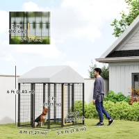 PawHut Outdoor Dog Kennel with Waterproof UV-Resistant Cover, 6 x 4 x 6 ft(m-3)