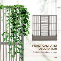Outsunny Raised Garden Bed with Lattice Trellis, Rattan Outdoor Planter with Storage for Garden, Patio, Balcony, Grey(m-4)