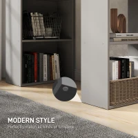 HOMCOM Compact Computer Desk with 6-Tier Storage Shelves, Writing Table Workstation with Bookshelf for Home Office, Gray(m-6)