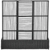 Outsunny Raised Garden Bed with Lattice Trellis, Rattan Outdoor Planter with Storage for Garden, Patio, Balcony, Black(m-2)