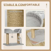 PawHut Cat Tower Condo for Indoor Cats, Small Cat Tree with Jute Scratching Posts, Top Perch, Dangling Balls, Light Grey(m-4)
