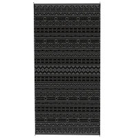Outsunny Reversible Outdoor Rug, Waterproof Plastic Straw with Carry Bag, 9' x 18', Black & Gray Geometric Wall(m-1)