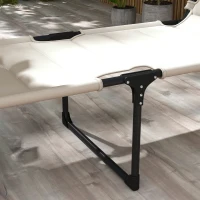 Outsunny 2 Pcs Outdoor Lounge Chair, 4 Position Adjustable Backrest, Folding, Cushioned w/ Sun Shade Roof & Pillow, Cream White(m-8)