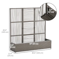 Outsunny Raised Garden Bed with Lattice Trellis, Rattan Outdoor Planter with Storage for Garden, Patio, Balcony, Grey(m-3)