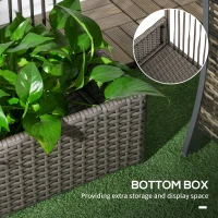 Outsunny Raised Garden Bed with Lattice Trellis, Rattan Outdoor Planter with Storage for Garden, Patio, Balcony, Grey(m-5)