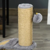 PawHut 17" Small Cat Tree with Jute Scratching Post, Curved Scratching Board, Dangling Ball with Bell, Grey(m-9)
