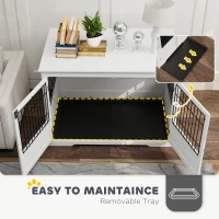 PawHut 43" Dog Crate Furniture with 3 Doors, Removable Tray, for Extra Large Medium Small Dogs, Indoor Use, White(m-5)
