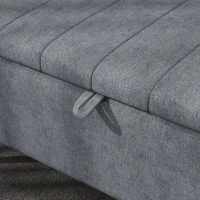 HOMCOM 40" Ottoman with Storage, Linen Upholstered Storage Ottoman Bench with Steel Legs for Living Room, Bedroom Dark Grey(m-10)