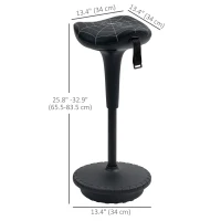 Vinsetto Backless Wobble Stool Chair, Standing Desk Chair, Adjustable Learning Stool for Office Desks, with Rocking Motion, Black(m-3)