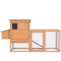 PawHut 75in Chicken Coop Wooden Hen House Rabbit Hutch Poultry Cage Pen Outdoor Backyard with Openable Top, Run Ladder(m-11)