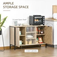 HOMCOM Sideboard Buffet Storage Cabinet Cupboard with 2 Doors and Adjustable Shelves for Dining Room, Kitchen, Living Room, Oak Tone(m-6)