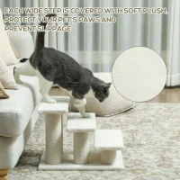 PawHut 18" 3 Tier Pet Stairs Dog Cat Step Scratch Post Furniture, Beige(m-4)