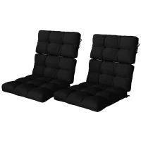 Outsunny 2-Piece Back Seat Cushion Replacement, Outdoor Patio Chair Cushions Set with Ties, Button Tufted, Black(m-2)