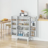 HOMCOM 44" Storage Cabinet, 2-Door Kitchen Pantry Cabinet with 4-tier Shelving, 8 Spice Racks and Adjustable Shelves(m-9)