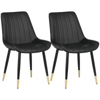 HOMCOM Dining Chairs Set of 2, Modern Kitchen Chair with PU Leather Upholstery and Steel Legs for Living Room, Bedroom, Black(m-11)