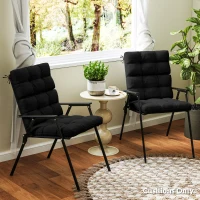 Outsunny 2-Piece Back Seat Cushion Replacement, Outdoor Patio Chair Cushions Set with Ties, Button Tufted, Black(m-7)