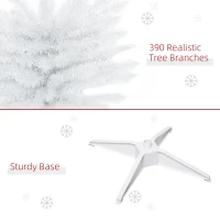 HOMCOM 6 FT Christmas Tree Classic Tree Holiday Indoor Decoration, with Stable Plastic Base, White(m-6)