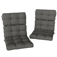 Outsunny 2-Piece Back Seat Cushion Replacement, Outdoor Patio Chair Cushions Set with Ties, Button Tufted, Dark Grey(m-11)