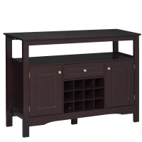 HOMCOM Modern Kitchen Buffet Bar Cabinet Storage Sideboard Dining Server with Drawer & 12-Bottle Wine Rack for Living Room, Espresso(m-2)