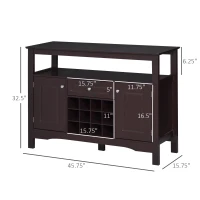 HOMCOM Modern Kitchen Buffet Bar Cabinet Storage Sideboard Dining Server with Drawer & 12-Bottle Wine Rack for Living Room, Espresso(m-3)