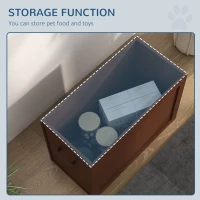 PawHut Elevated Dog Bowls for Large Dogs with Storage 2 Stainless Steel Dog Bowls， Elevated Base for Large Dogs, Brown(m-9)