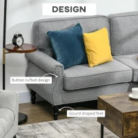 HOMCOM Stylish Midback Double Sofa with Sponge Padding, 2 Seater Sofa Couch, with Rubber Wood Leg, Grey(m-4)