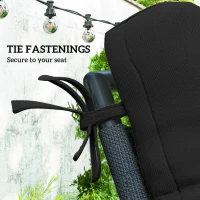 Outsunny 2-Piece Back Seat Cushion Replacement, Outdoor Patio Chair Cushions Set with Ties, Button Tufted, Black(m-5)