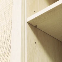 HOMCOM Boho Kitchen Cabinet, Buffet Cabinet with 3 Rattan Doors and Adjustable Shelves for Dining Room, Natural(m-8)