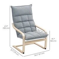 HOMCOM Modern Armchair, Upholstered Accent Chair with Curved Leg and Arm, Leisure Lounge Chair for Living Room, Light Grey(m-3)