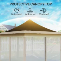 Outsunny 12 x 12 ft. Canopy Tent with Mesh Netting, UPF50+ Pop Up Tent with Carry Bag for Garden, Patio, Brown(m-6)