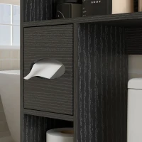 HOMCOM Farmhouse Over the Toilet Cabinet with Barn Doors, Over the Toilet Storage Cabinet with Adjustable Shelf, Black(m-9)