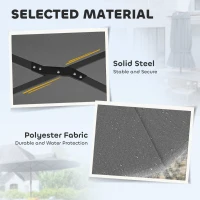 Outsunny Garden Parasol, Double-Sided Sun Umbrella with LED Solar Lights, Patio Parasol for Outdoor, Gray(m-7)