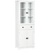 HOMCOM 63" 4-Door Kitchen Pantry Cabinet, Freestanding Storage Cabinet Cupboard with Adjustable Shelves, White(m-2)