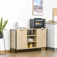 HOMCOM Sideboard Buffet Storage Cabinet Cupboard with 2 Doors and Adjustable Shelves for Dining Room, Kitchen, Living Room, Oak Tone(m-8)