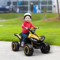 Aosom Kids 4 Wheeler Quad with Music, Headlights, High & Low Speed, Kids ATV for 3-5 Years Old Boys & Girl, Yellow(m-1)